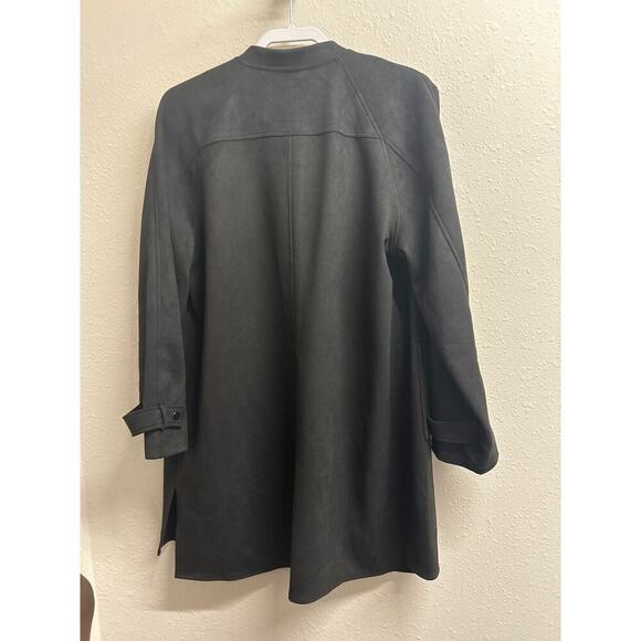 NWT Ace Ivy Women’s Snap Up Black Faux Suede Trench Coat Jacket size XL $158 - Picture 8 of 11